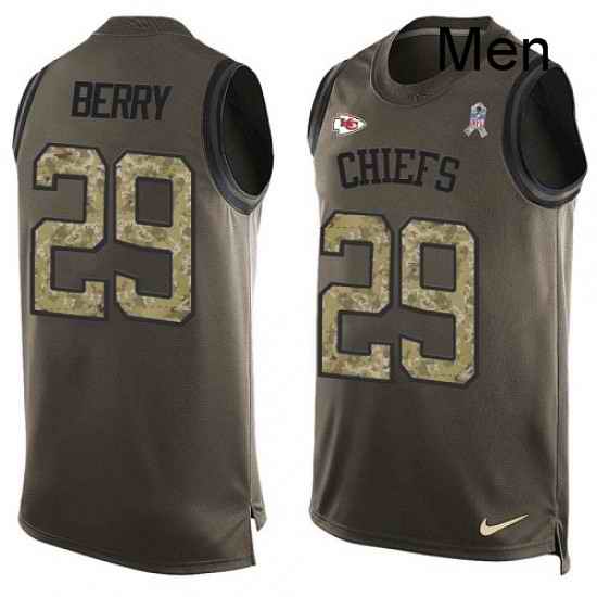 Men Nike Kansas City Chiefs 29 Eric Berry Limited Green Salute to Service Tank Top NFL Jersey